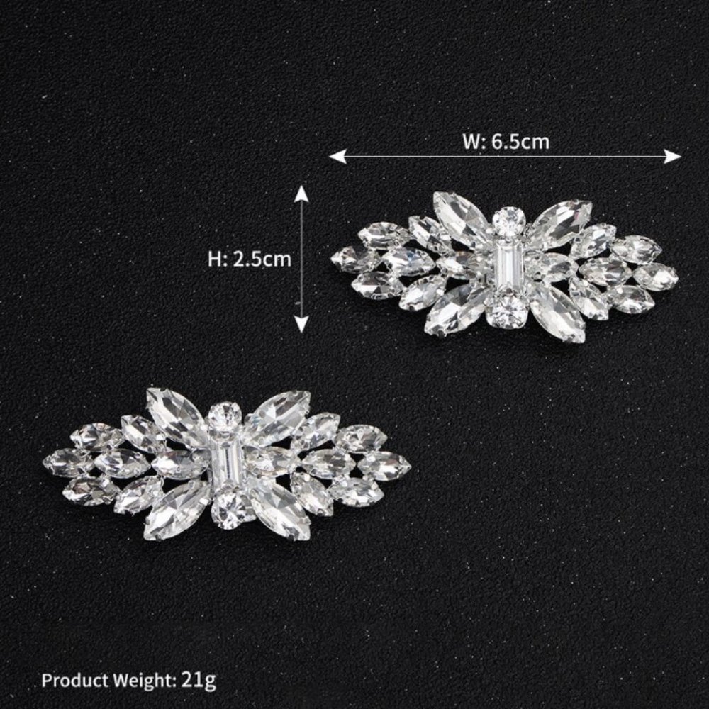Shoe clips wedding elegant silver tone crystal new - Picture 7 of 7